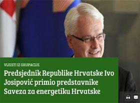 Predsjednik Republike Hrvatske Ivo Josipović primio predstavnike Saveza za energetiku Hrvatske